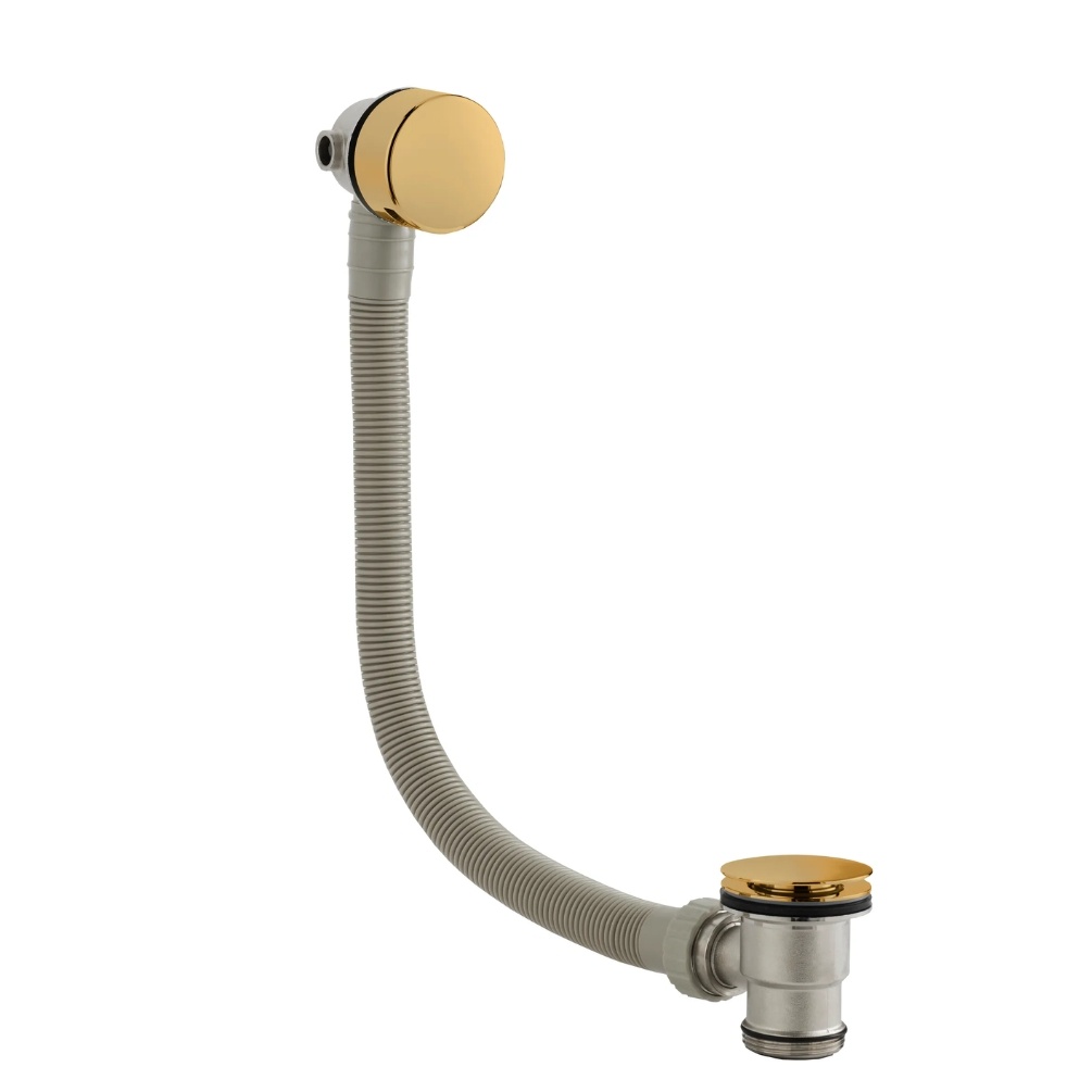 BC Designs Gold Overflow Bath Filler & Waste Cut Out